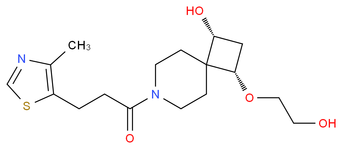 (1R*,3S*)-3-(2-hydroxyethoxy)-7-[3-(4-methyl-1,3-thiazol-5-yl)propanoyl]-7-azaspiro[3.5]nonan-1-ol_Molecular_structure_CAS_)