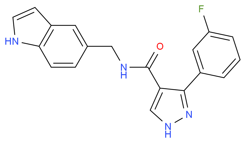 3-(3-fluorophenyl)-N-(1H-indol-5-ylmethyl)-1H-pyrazole-4-carboxamide_Molecular_structure_CAS_)