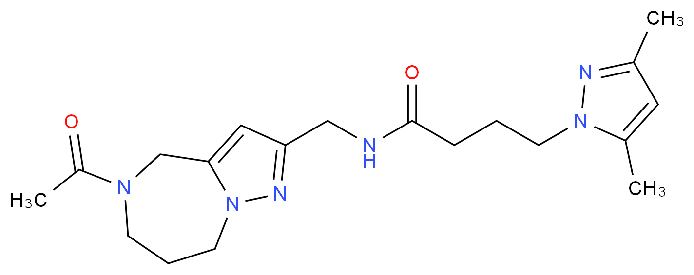 N-[(5-acetyl-5,6,7,8-tetrahydro-4H-pyrazolo[1,5-a][1,4]diazepin-2-yl)methyl]-4-(3,5-dimethyl-1H-pyrazol-1-yl)butanamide_Molecular_structure_CAS_)