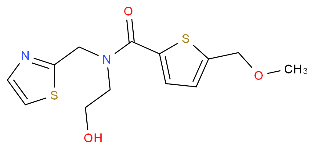 N-(2-hydroxyethyl)-5-(methoxymethyl)-N-(1,3-thiazol-2-ylmethyl)thiophene-2-carboxamide_Molecular_structure_CAS_)