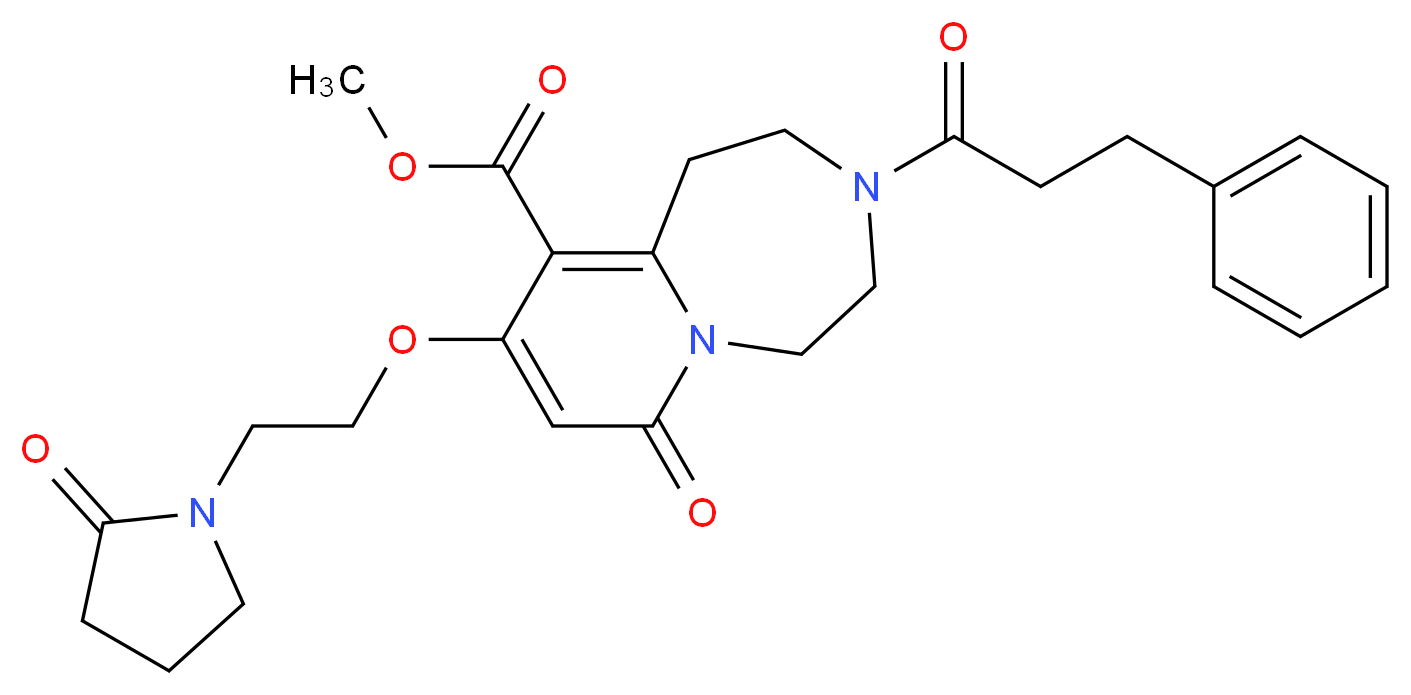 methyl 7-oxo-9-[2-(2-oxo-1-pyrrolidinyl)ethoxy]-3-(3-phenylpropanoyl)-1,2,3,4,5,7-hexahydropyrido[1,2-d][1,4]diazepine-10-carboxylate_Molecular_structure_CAS_)