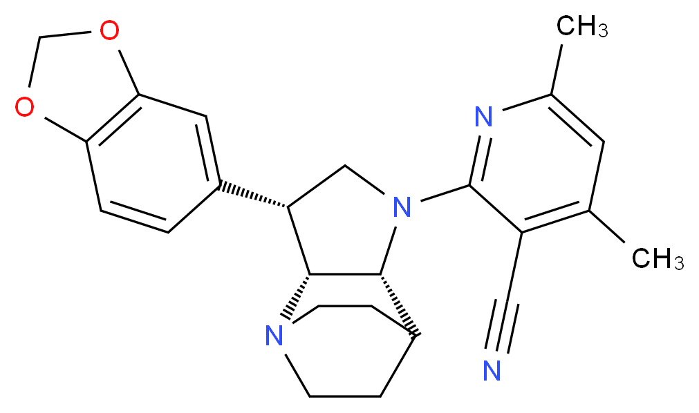 2-[(3R*,3aR*,7aR*)-3-(1,3-benzodioxol-5-yl)hexahydro-4,7-ethanopyrrolo[3,2-b]pyridin-1(2H)-yl]-4,6-dimethylnicotinonitrile_Molecular_structure_CAS_)