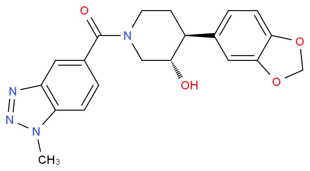 (3S*,4S*)-4-(1,3-benzodioxol-5-yl)-1-[(1-methyl-1H-1,2,3-benzotriazol-5-yl)carbonyl]piperidin-3-ol_Molecular_structure_CAS_)