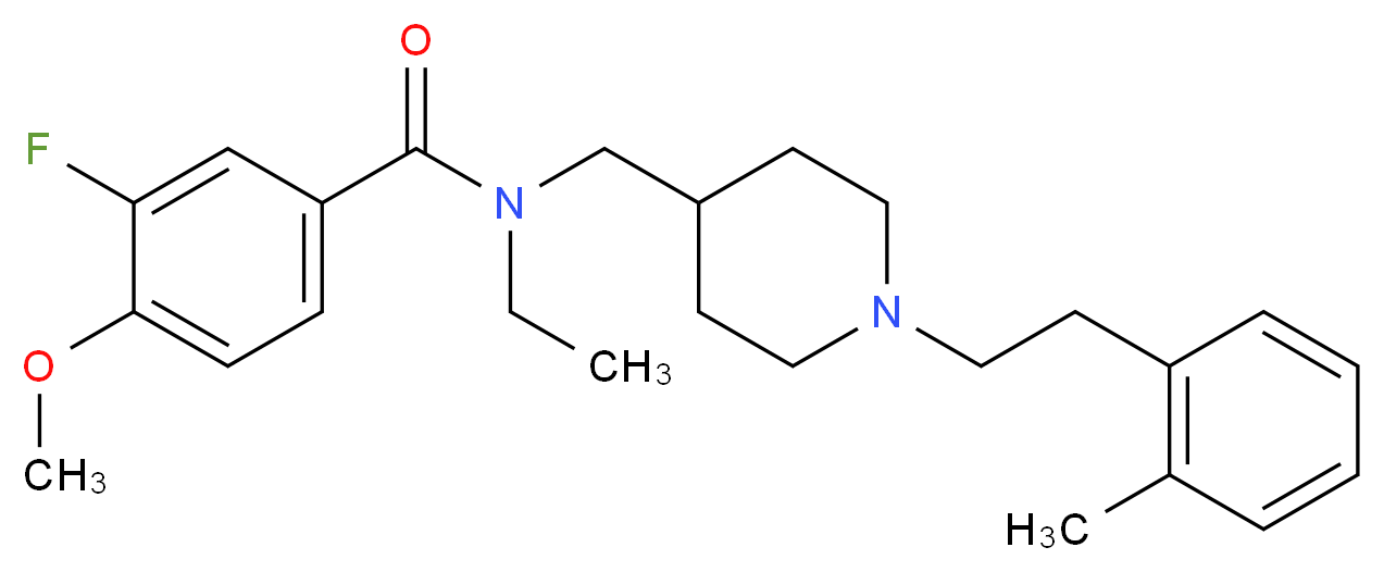 N-ethyl-3-fluoro-4-methoxy-N-({1-[2-(2-methylphenyl)ethyl]-4-piperidinyl}methyl)benzamide_Molecular_structure_CAS_)