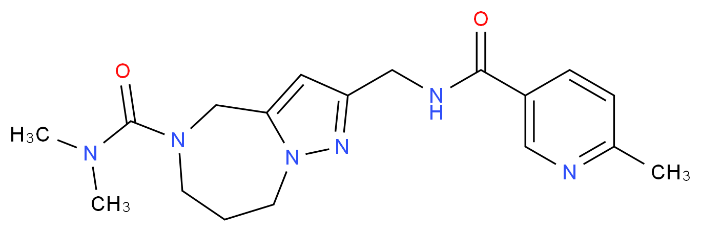 N,N-dimethyl-2-({[(6-methylpyridin-3-yl)carbonyl]amino}methyl)-7,8-dihydro-4H-pyrazolo[1,5-a][1,4]diazepine-5(6H)-carboxamide_Molecular_structure_CAS_)