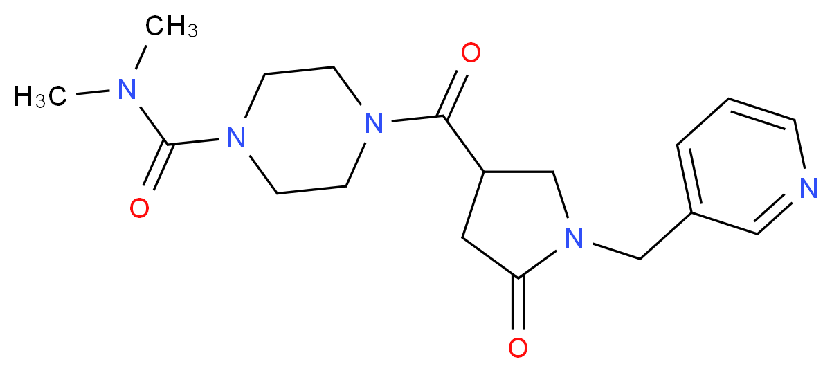 N,N-dimethyl-4-{[5-oxo-1-(3-pyridinylmethyl)-3-pyrrolidinyl]carbonyl}-1-piperazinecarboxamide_Molecular_structure_CAS_)