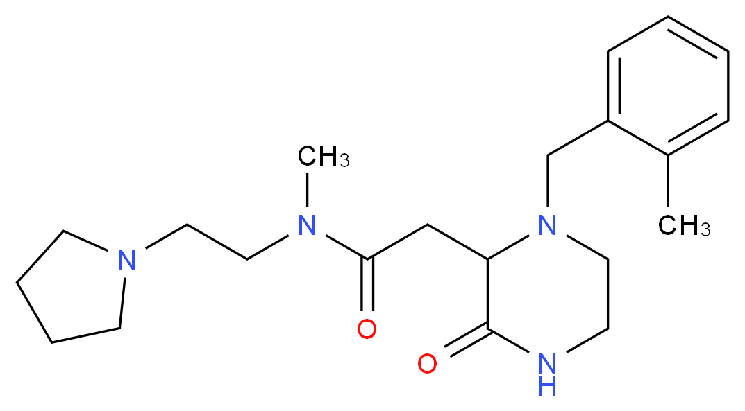 N-methyl-2-[1-(2-methylbenzyl)-3-oxo-2-piperazinyl]-N-[2-(1-pyrrolidinyl)ethyl]acetamide_Molecular_structure_CAS_)