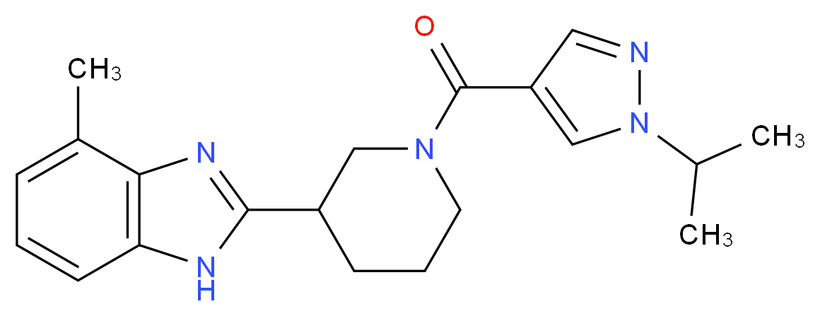 2-{1-[(1-isopropyl-1H-pyrazol-4-yl)carbonyl]-3-piperidinyl}-4-methyl-1H-benzimidazole_Molecular_structure_CAS_)