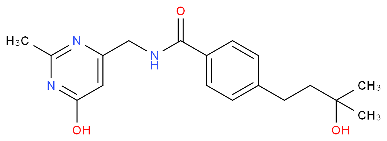 4-(3-hydroxy-3-methylbutyl)-N-[(6-hydroxy-2-methyl-4-pyrimidinyl)methyl]benzamide_Molecular_structure_CAS_)