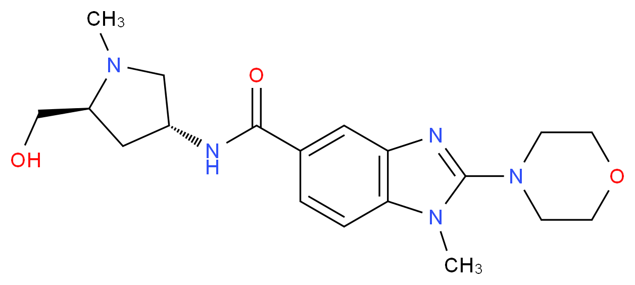 N-[(3R,5S)-5-(hydroxymethyl)-1-methyl-3-pyrrolidinyl]-1-methyl-2-(4-morpholinyl)-1H-benzimidazole-5-carboxamide_Molecular_structure_CAS_)