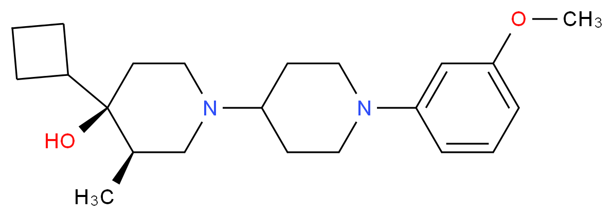 (3R*,4R*)-4-cyclobutyl-1'-(3-methoxyphenyl)-3-methyl-1,4'-bipiperidin-4-ol_Molecular_structure_CAS_)
