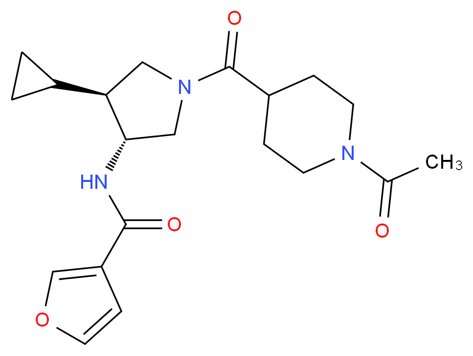 N-{(3R*,4S*)-1-[(1-acetylpiperidin-4-yl)carbonyl]-4-cyclopropylpyrrolidin-3-yl}-3-furamide_Molecular_structure_CAS_)
