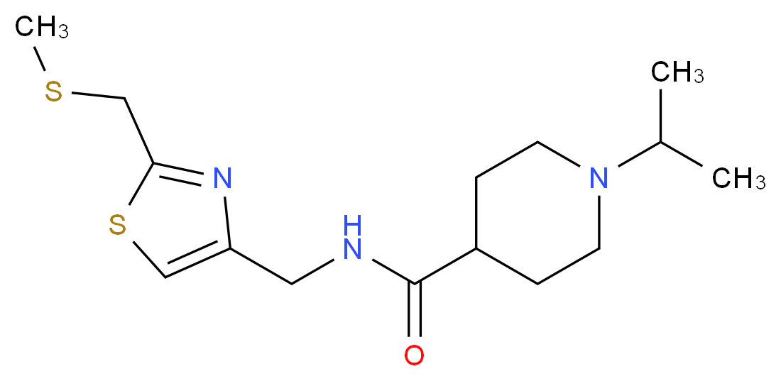 1-isopropyl-N-({2-[(methylthio)methyl]-1,3-thiazol-4-yl}methyl)-4-piperidinecarboxamide_Molecular_structure_CAS_)