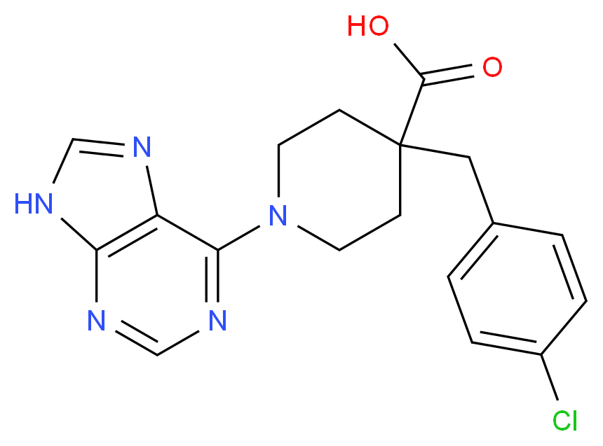 4-(4-chlorobenzyl)-1-(9H-purin-6-yl)piperidine-4-carboxylic acid_Molecular_structure_CAS_)