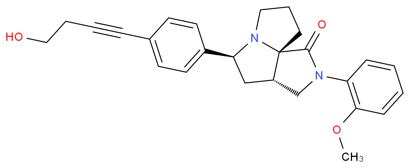 (3aS*,5S*,9aS*)-5-[4-(4-hydroxy-1-butyn-1-yl)phenyl]-2-(2-methoxyphenyl)hexahydro-7H-pyrrolo[3,4-g]pyrrolizin-1(2H)-one_Molecular_structure_CAS_)