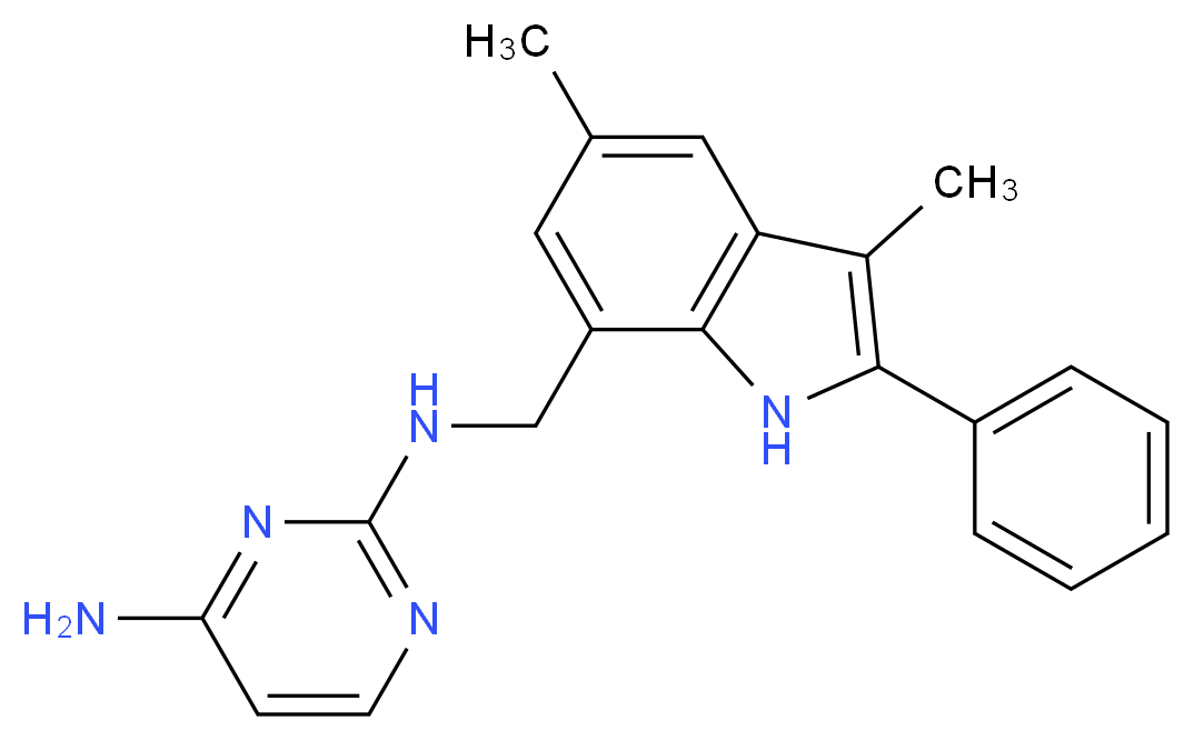 N~2~-[(3,5-dimethyl-2-phenyl-1H-indol-7-yl)methyl]pyrimidine-2,4-diamine_Molecular_structure_CAS_)