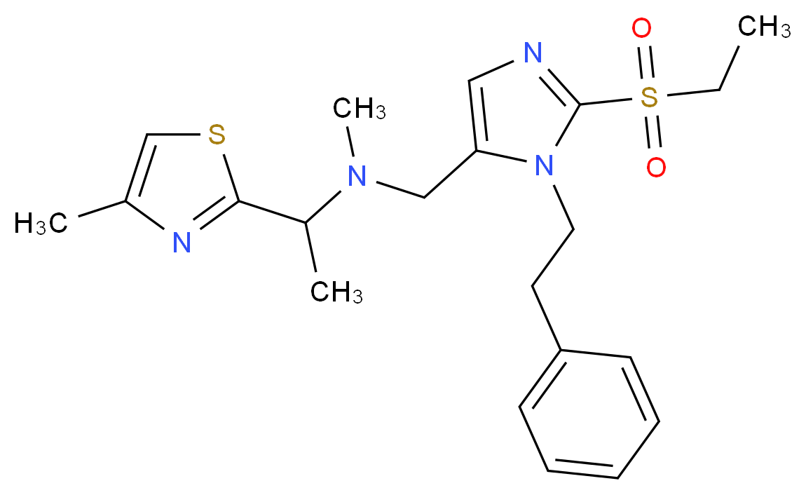 N-{[2-(ethylsulfonyl)-1-(2-phenylethyl)-1H-imidazol-5-yl]methyl}-N-methyl-1-(4-methyl-1,3-thiazol-2-yl)ethanamine_Molecular_structure_CAS_)