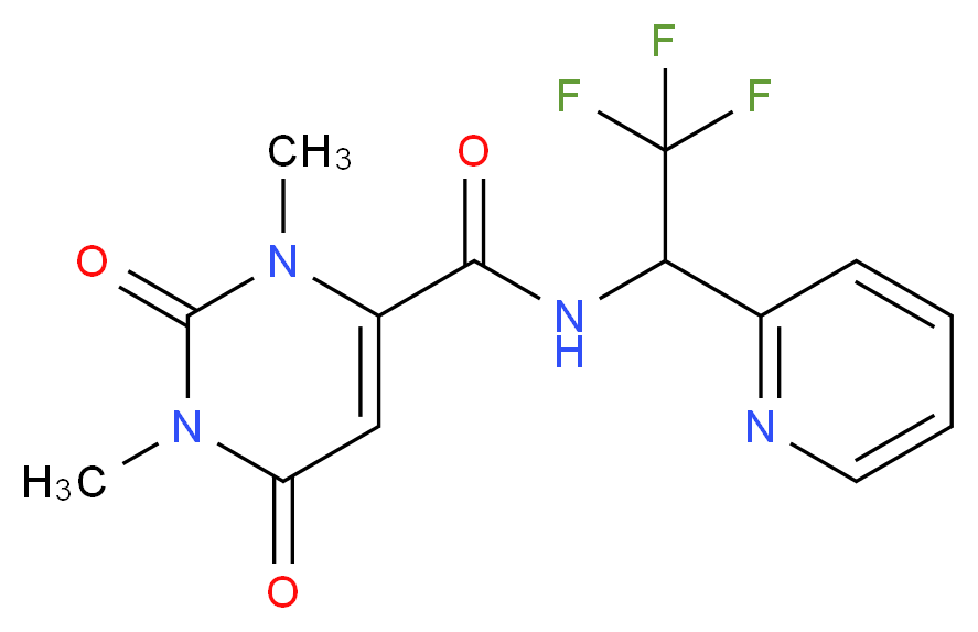 1,3-dimethyl-2,6-dioxo-N-(2,2,2-trifluoro-1-pyridin-2-ylethyl)-1,2,3,6-tetrahydropyrimidine-4-carboxamide_Molecular_structure_CAS_)
