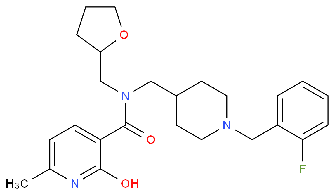 N-{[1-(2-fluorobenzyl)-4-piperidinyl]methyl}-2-hydroxy-6-methyl-N-(tetrahydro-2-furanylmethyl)nicotinamide_Molecular_structure_CAS_)