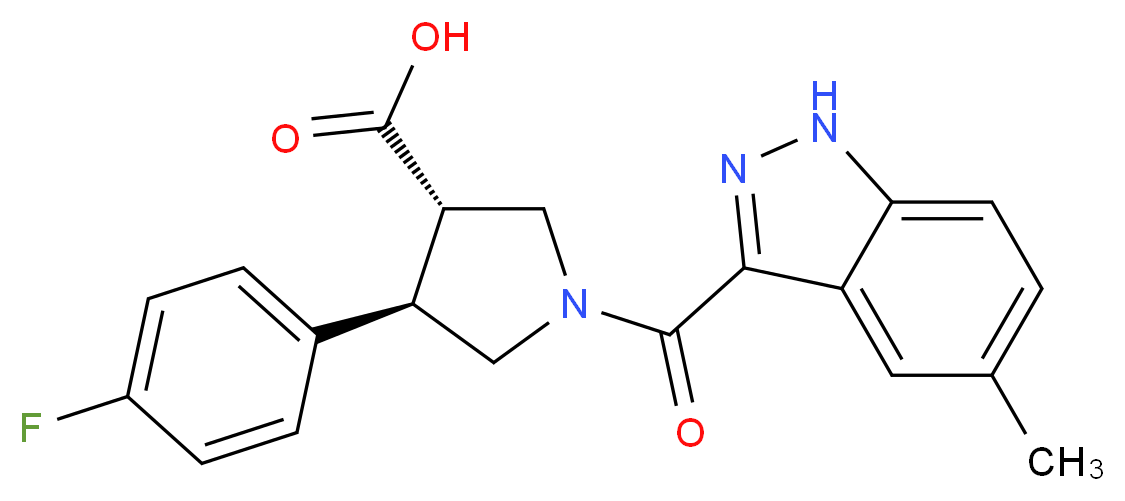 (3S*,4R*)-4-(4-fluorophenyl)-1-[(5-methyl-1H-indazol-3-yl)carbonyl]pyrrolidine-3-carboxylic acid_Molecular_structure_CAS_)