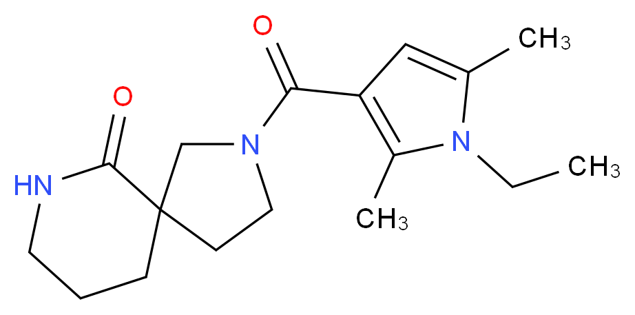 2-[(1-ethyl-2,5-dimethyl-1H-pyrrol-3-yl)carbonyl]-2,7-diazaspiro[4.5]decan-6-one_Molecular_structure_CAS_)