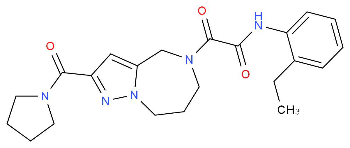 N-(2-ethylphenyl)-2-oxo-2-[2-(pyrrolidin-1-ylcarbonyl)-7,8-dihydro-4H-pyrazolo[1,5-a][1,4]diazepin-5(6H)-yl]acetamide_Molecular_structure_CAS_)