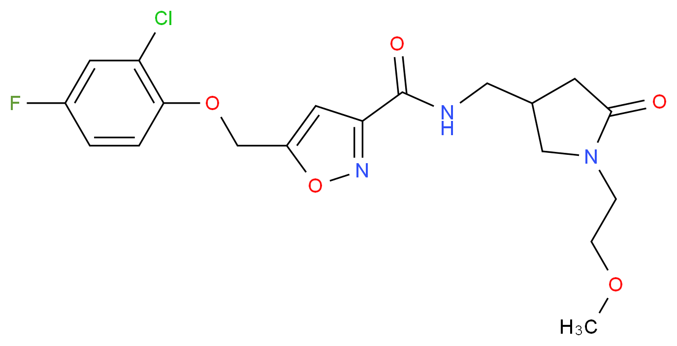 5-[(2-chloro-4-fluorophenoxy)methyl]-N-{[1-(2-methoxyethyl)-5-oxo-3-pyrrolidinyl]methyl}-3-isoxazolecarboxamide_Molecular_structure_CAS_)