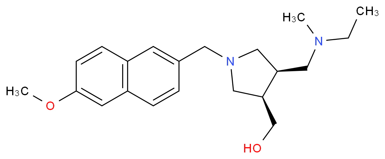 {(3R*,4R*)-4-{[ethyl(methyl)amino]methyl}-1-[(6-methoxy-2-naphthyl)methyl]pyrrolidin-3-yl}methanol_Molecular_structure_CAS_)