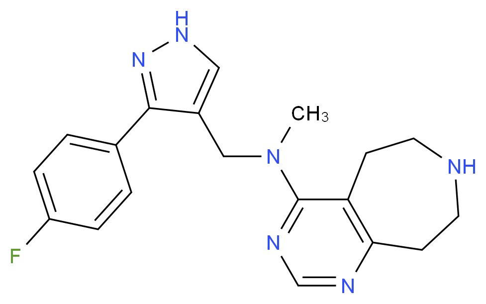 N-{[3-(4-fluorophenyl)-1H-pyrazol-4-yl]methyl}-N-methyl-6,7,8,9-tetrahydro-5H-pyrimido[4,5-d]azepin-4-amine_Molecular_structure_CAS_)