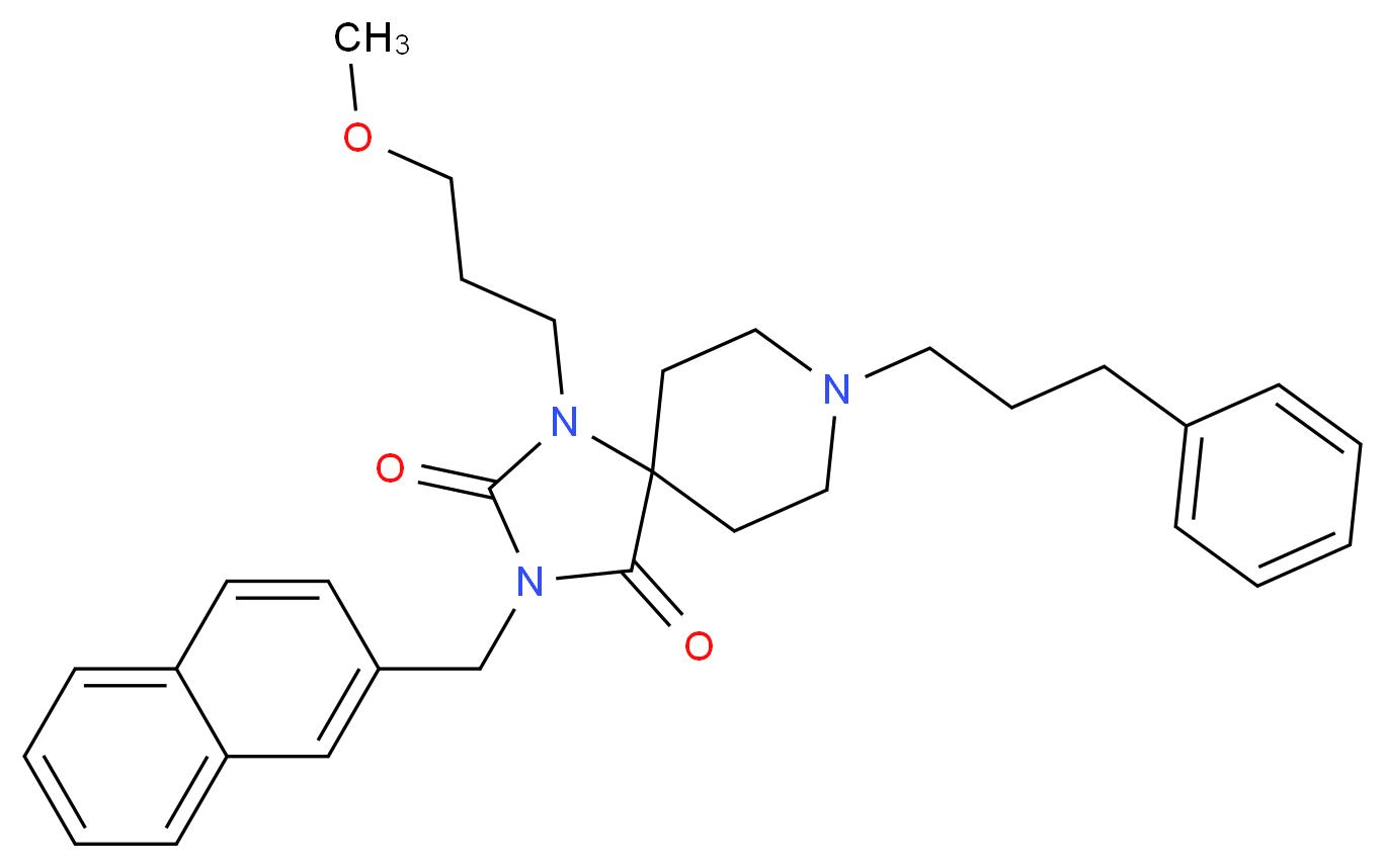 1-(3-methoxypropyl)-3-(2-naphthylmethyl)-8-(3-phenylpropyl)-1,3,8-triazaspiro[4.5]decane-2,4-dione_Molecular_structure_CAS_)