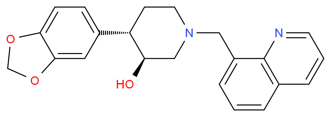 (3S*,4S*)-4-(1,3-benzodioxol-5-yl)-1-(quinolin-8-ylmethyl)piperidin-3-ol_Molecular_structure_CAS_)