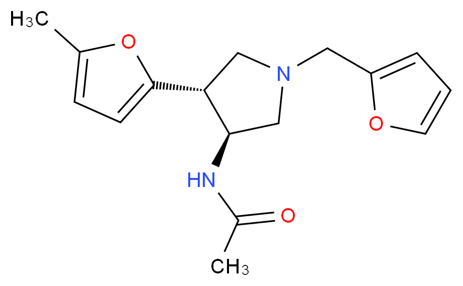N-[(3S*,4R*)-1-(2-furylmethyl)-4-(5-methyl-2-furyl)-3-pyrrolidinyl]acetamide_Molecular_structure_CAS_)