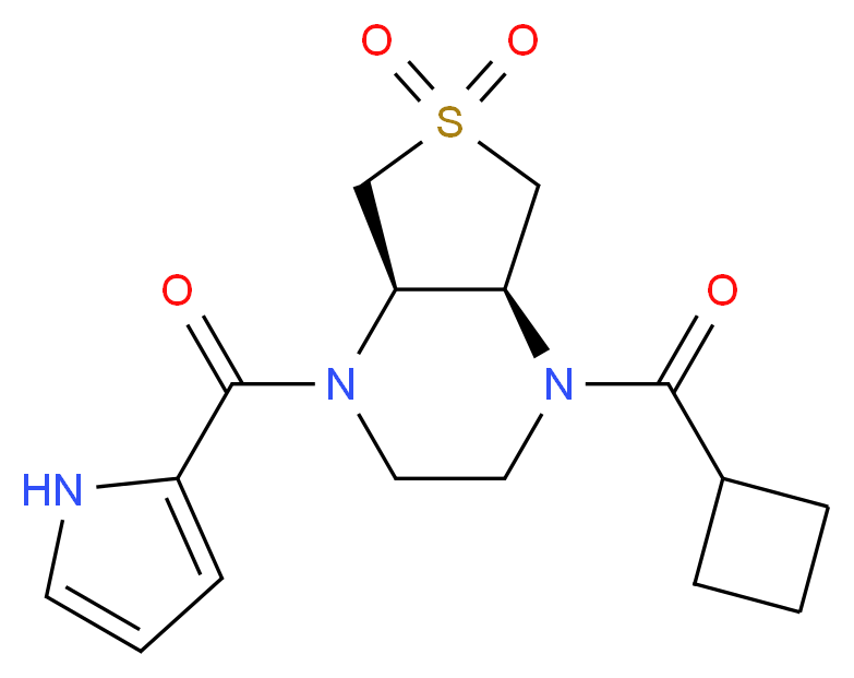(4aR*,7aS*)-1-(cyclobutylcarbonyl)-4-(1H-pyrrol-2-ylcarbonyl)octahydrothieno[3,4-b]pyrazine 6,6-dioxide_Molecular_structure_CAS_)