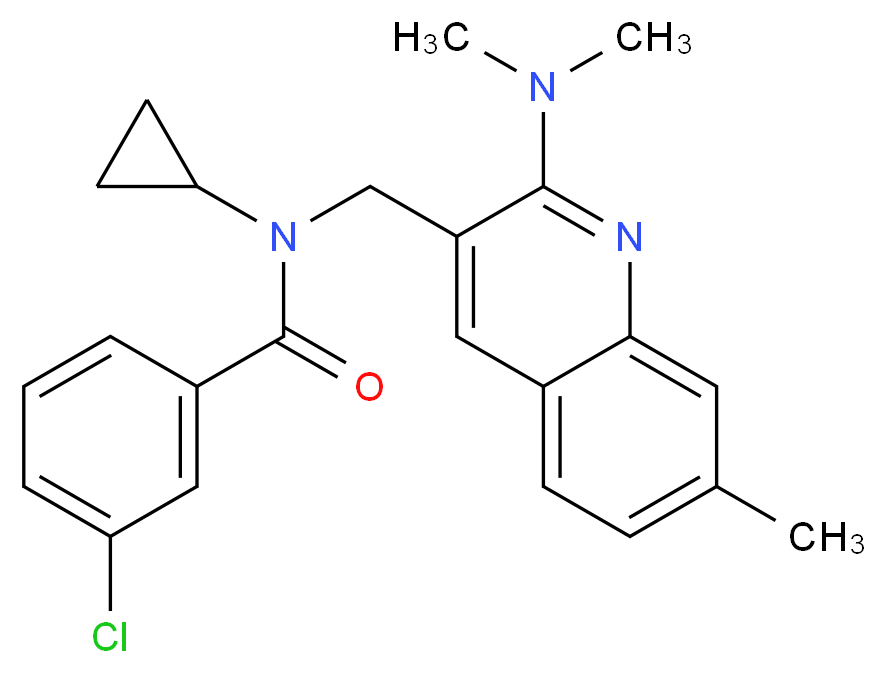 3-chloro-N-cyclopropyl-N-{[2-(dimethylamino)-7-methyl-3-quinolinyl]methyl}benzamide_Molecular_structure_CAS_)
