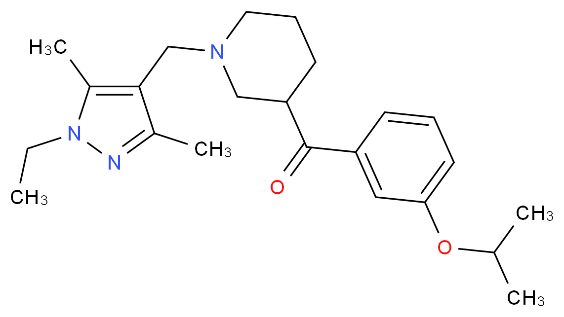 {1-[(1-ethyl-3,5-dimethyl-1H-pyrazol-4-yl)methyl]-3-piperidinyl}(3-isopropoxyphenyl)methanone_Molecular_structure_CAS_)