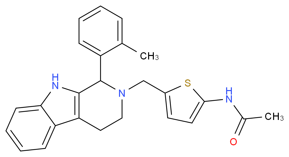 N-(5-{[1-(2-methylphenyl)-1,3,4,9-tetrahydro-2H-beta-carbolin-2-yl]methyl}-2-thienyl)acetamide_Molecular_structure_CAS_)