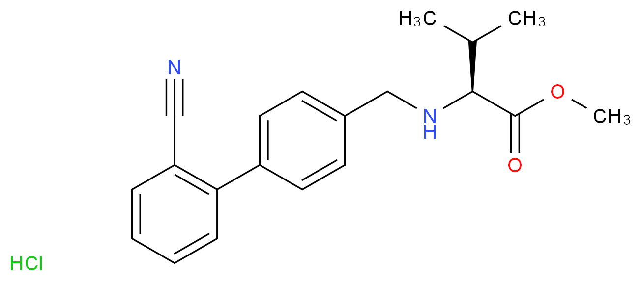 (S)-Methyl 2-(((2'-cyano-[1,1'-biphenyl]-4-yl)Methyl)aMino)-3-Methylbutanoate hydrochloride_Molecular_structure_CAS_482577-59-3)