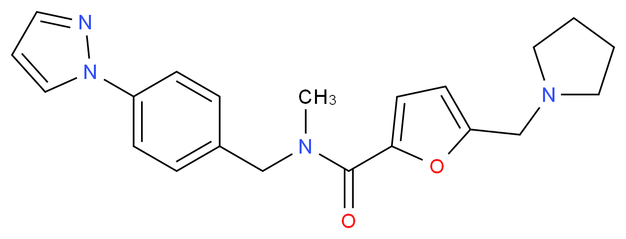 N-methyl-N-[4-(1H-pyrazol-1-yl)benzyl]-5-(1-pyrrolidinylmethyl)-2-furamide_Molecular_structure_CAS_)