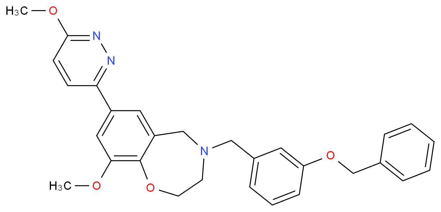 4-[3-(benzyloxy)benzyl]-9-methoxy-7-(6-methoxy-3-pyridazinyl)-2,3,4,5-tetrahydro-1,4-benzoxazepine_Molecular_structure_CAS_)