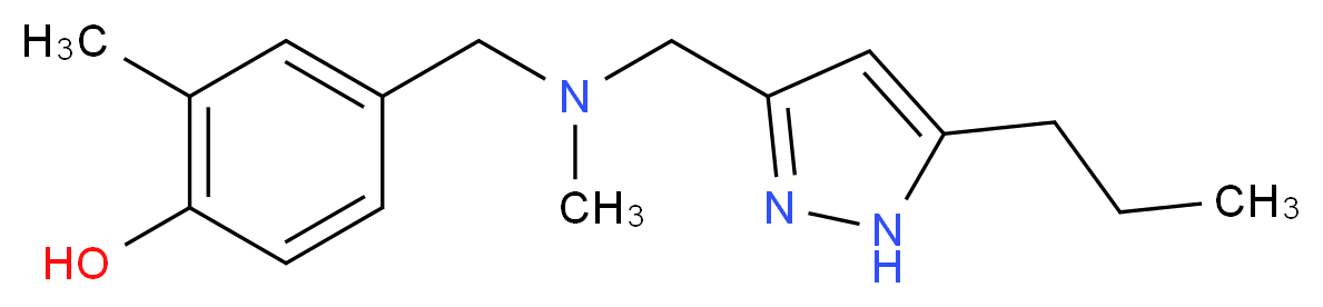 2-methyl-4-({methyl[(5-propyl-1H-pyrazol-3-yl)methyl]amino}methyl)phenol_Molecular_structure_CAS_)