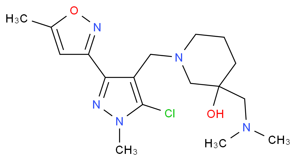 1-{[5-chloro-1-methyl-3-(5-methyl-3-isoxazolyl)-1H-pyrazol-4-yl]methyl}-3-[(dimethylamino)methyl]-3-piperidinol_Molecular_structure_CAS_)