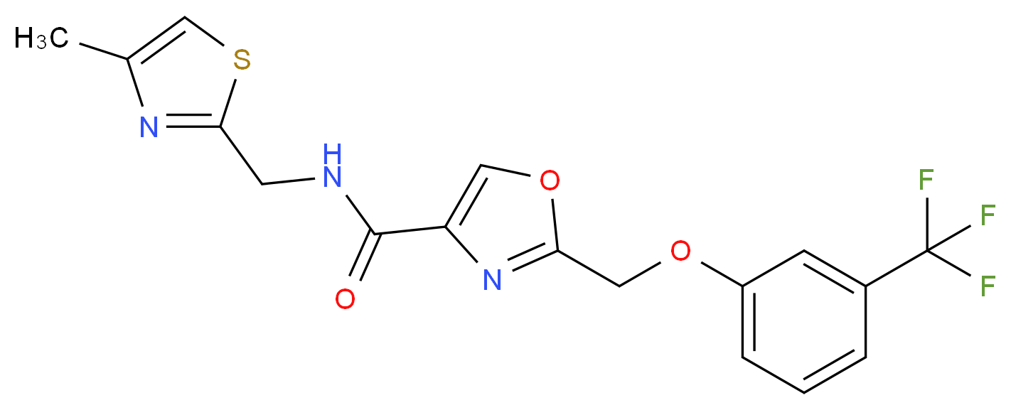 N-[(4-methyl-1,3-thiazol-2-yl)methyl]-2-{[3-(trifluoromethyl)phenoxy]methyl}-1,3-oxazole-4-carboxamide_Molecular_structure_CAS_)