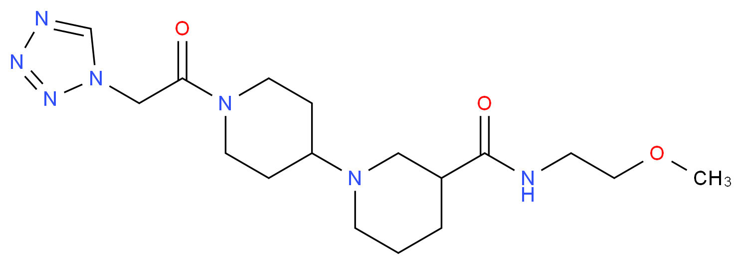 N-(2-methoxyethyl)-1'-(1H-tetrazol-1-ylacetyl)-1,4'-bipiperidine-3-carboxamide_Molecular_structure_CAS_)