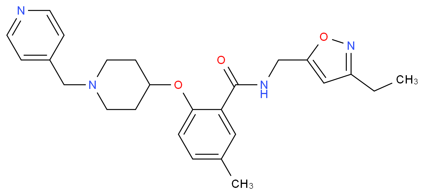 N-[(3-ethyl-5-isoxazolyl)methyl]-5-methyl-2-{[1-(4-pyridinylmethyl)-4-piperidinyl]oxy}benzamide_Molecular_structure_CAS_)
