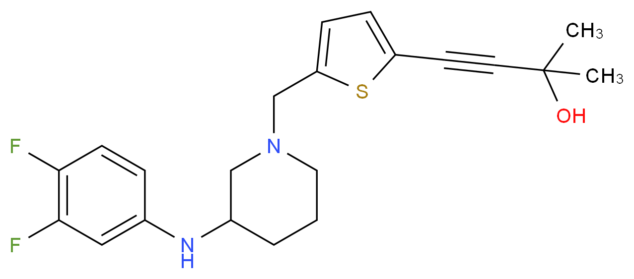 4-[5-({3-[(3,4-difluorophenyl)amino]-1-piperidinyl}methyl)-2-thienyl]-2-methyl-3-butyn-2-ol_Molecular_structure_CAS_)