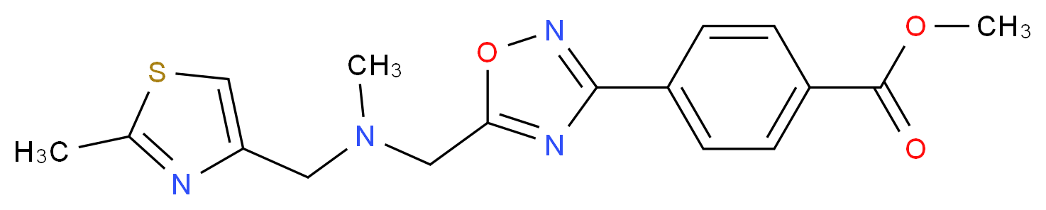 methyl 4-[5-({methyl[(2-methyl-1,3-thiazol-4-yl)methyl]amino}methyl)-1,2,4-oxadiazol-3-yl]benzoate_Molecular_structure_CAS_)