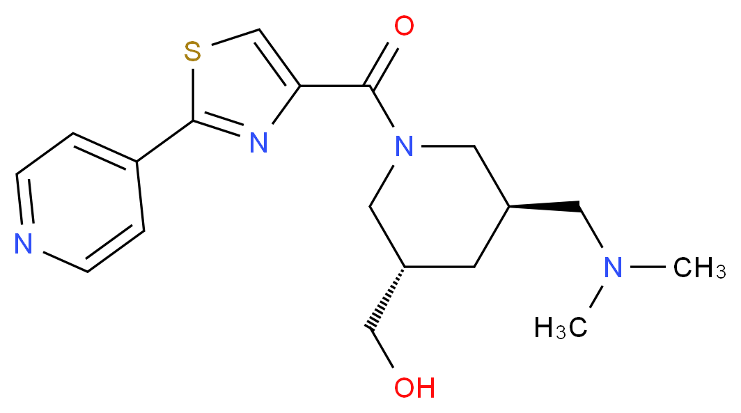{(3S*,5R*)-5-[(dimethylamino)methyl]-1-[(2-pyridin-4-yl-1,3-thiazol-4-yl)carbonyl]piperidin-3-yl}methanol_Molecular_structure_CAS_)