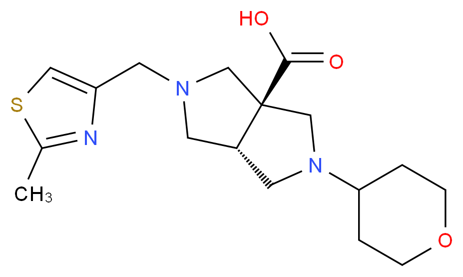 (3aS*,6aS*)-2-[(2-methyl-1,3-thiazol-4-yl)methyl]-5-(tetrahydro-2H-pyran-4-yl)hexahydropyrrolo[3,4-c]pyrrole-3a(1H)-carboxylic acid_Molecular_structure_CAS_)