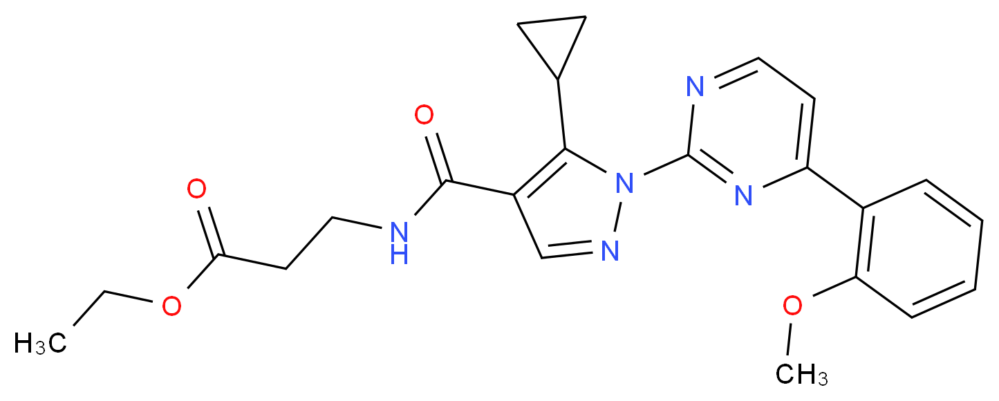 ethyl N-({5-cyclopropyl-1-[4-(2-methoxyphenyl)-2-pyrimidinyl]-1H-pyrazol-4-yl}carbonyl)-beta-alaninate_Molecular_structure_CAS_)