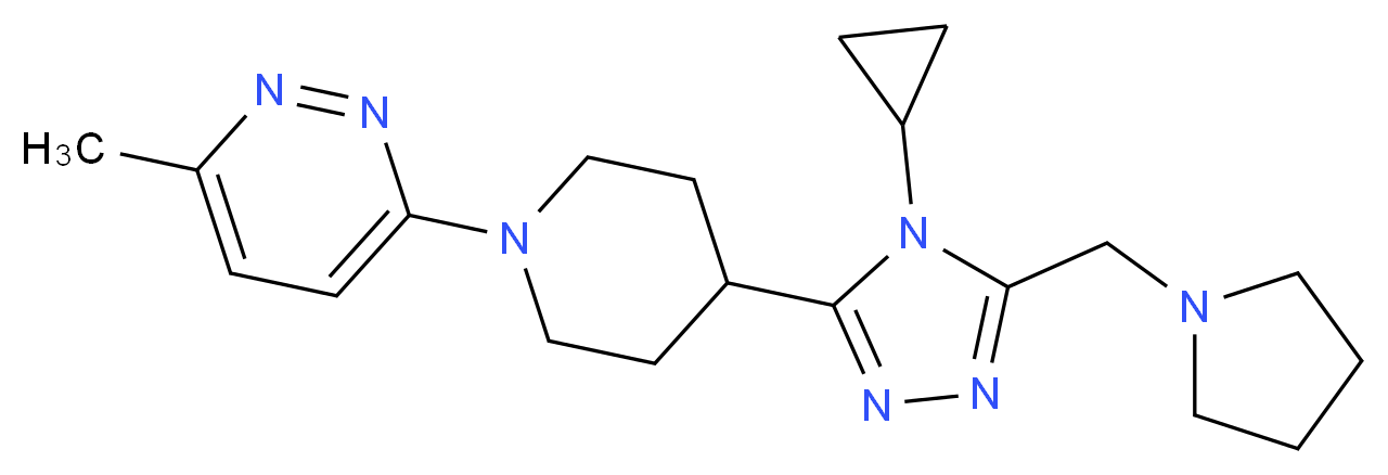 3-{4-[4-cyclopropyl-5-(pyrrolidin-1-ylmethyl)-4H-1,2,4-triazol-3-yl]piperidin-1-yl}-6-methylpyridazine_Molecular_structure_CAS_)
